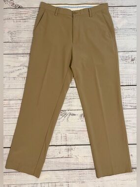 Footjoy Pants Mens 34X32 Beige Khaki Chino Flat Front FJ Logo Preppy Golf Chino
